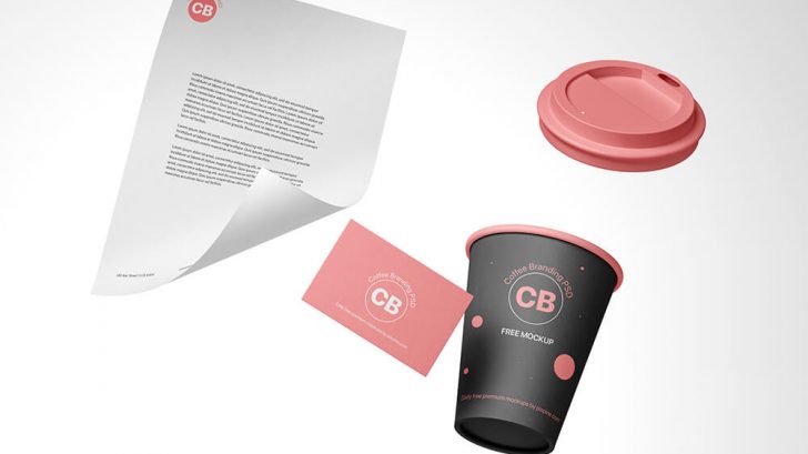 Free 2 Business Cards Mockup and Coffee Cup Mockup - PsFiles