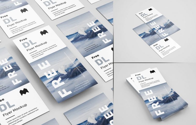 Free DL Flyer Mockup PSD Set (6 Renders)