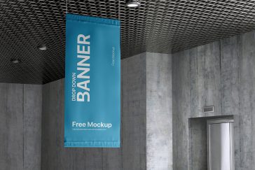 Free Drop Down Hanging Banner Mockup