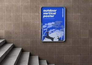 Free Outdoor Vertical Poster Mockup