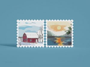 Free Postage Stamp Mockup