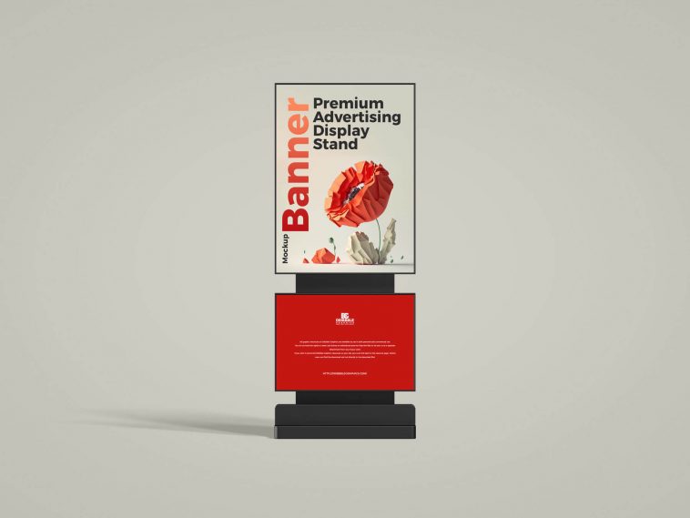 Free Premium Advertising Display Stand Banner Mockup