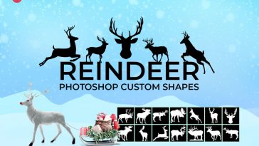 PsFiles Christmas Deer Reindeer Photoshop Custom Shapes Silhouettes
