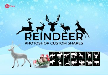 PsFiles Christmas Deer Reindeer Photoshop Custom Shapes Silhouettes