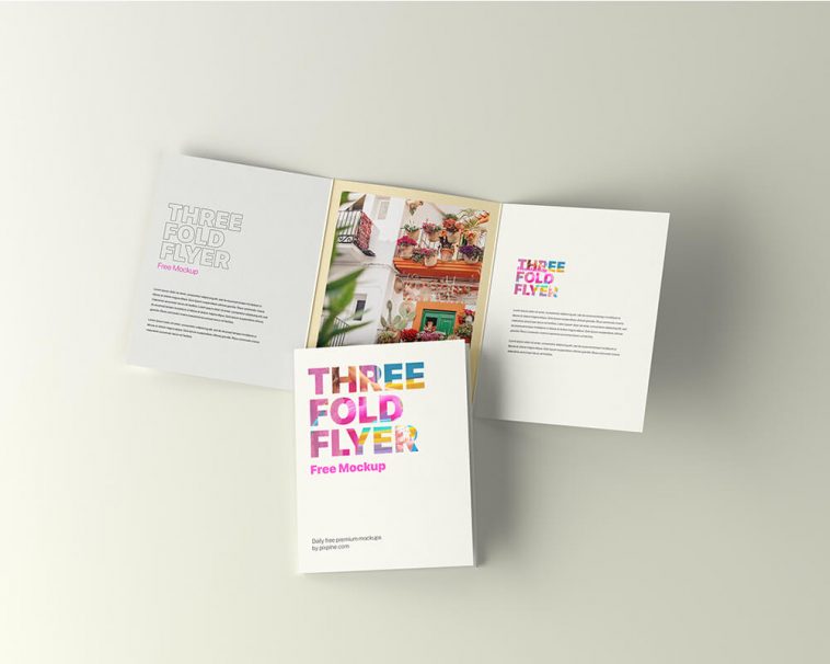 Free Three Fold Flyer Mockup