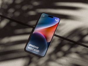 Free iPhone 14 Pro Max Mockup on Concrete