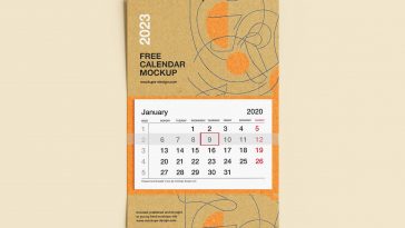 Free Kraft Paper Wall Calendar 2023 Mockup PSD