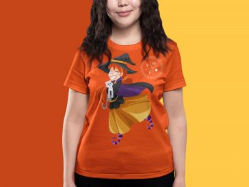 Front View of Smiling Girl Wearing T-shirt Mockup
