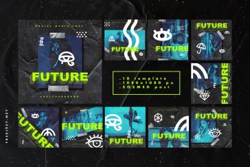 Future Social Media Post & Instagram Story Design Template - Free Download PSD File