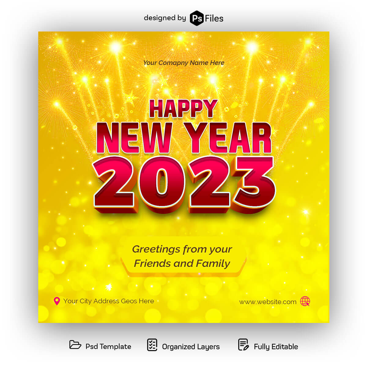Happy New Year 2023 PSD Design Free Download