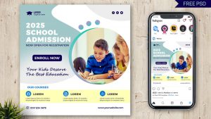 Detailed Back to School Social Flyer Design School Admission Social Media Post Template PSD