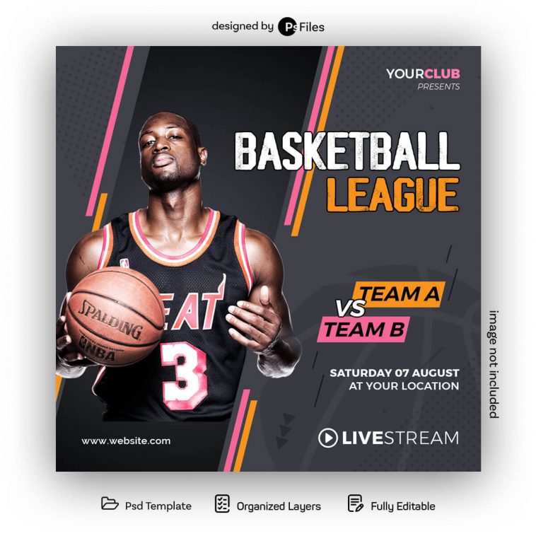 Basketball League Instagram Post Design Template Free PSD PsFiles