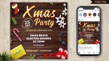 Christmas Night Party Social Media Post Square Banner Template PSD