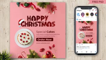 PsFiles Christmas Special Cake Food Order Instagram Post Design Template PSD