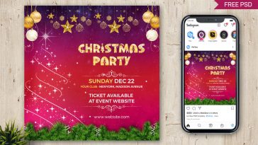 Free Christmas Party Social Media Post Design Template PSD