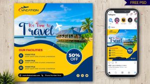 PsFiles Free Travel Agency Social Media Promo Post Banner Design PSD Template 12