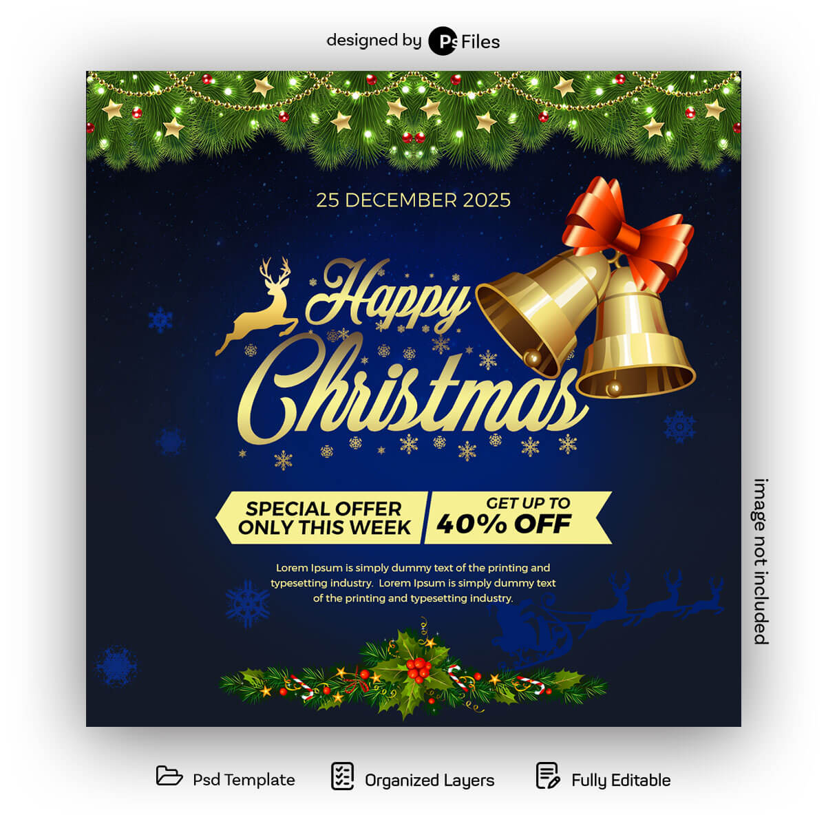 PsFiles Happy Christmas Special Offer Social Post Design Template PSD 2023