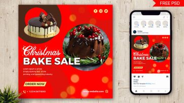Free Christmas Bakery Cake Order Ad Banner PSD Template