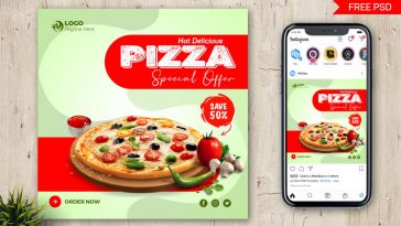 Hot Delicious Pizza Social Media Post Free PSD