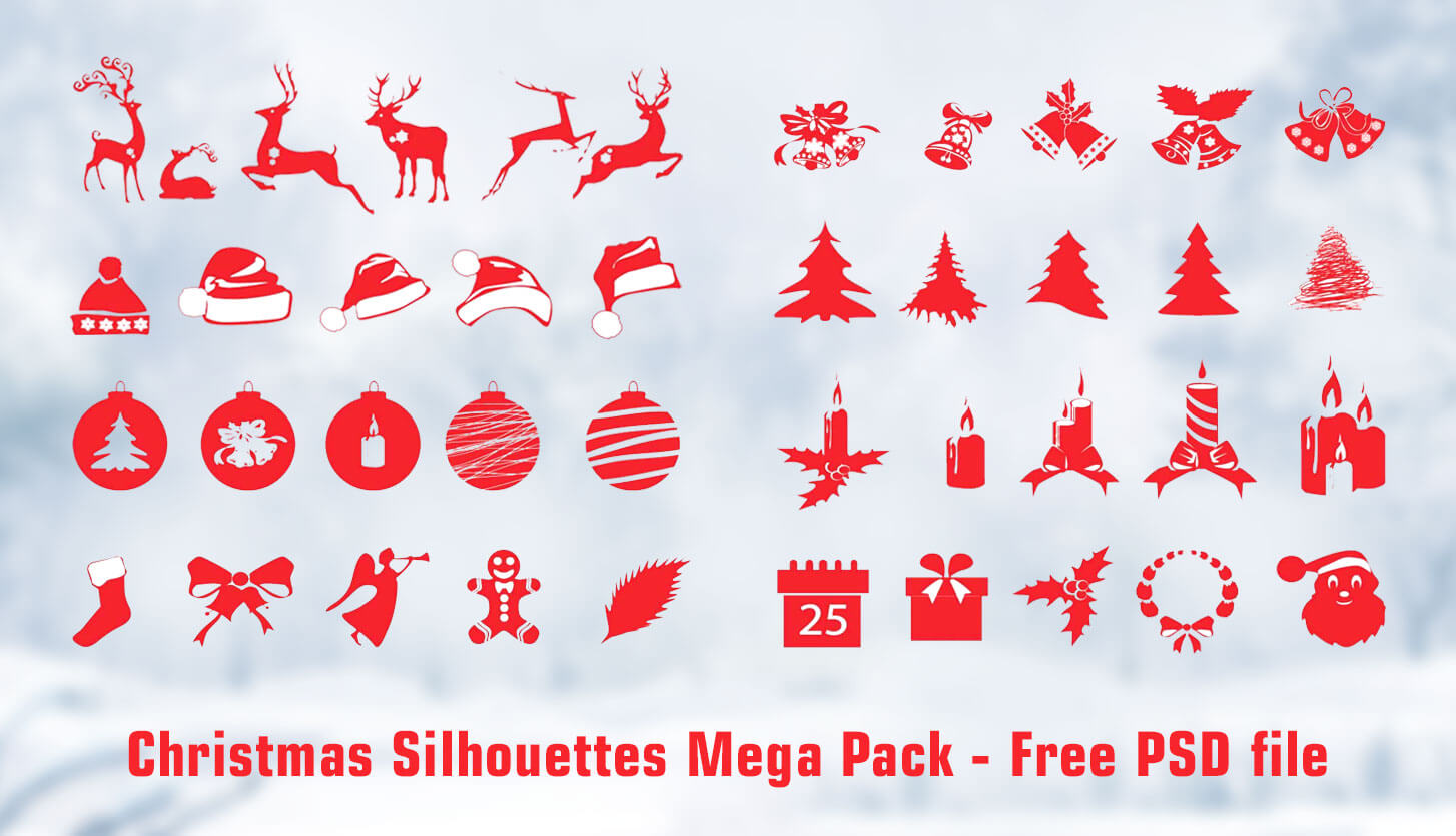 Christmas Themed Silhouettes Mega Pack Free PSD file - PsFiles