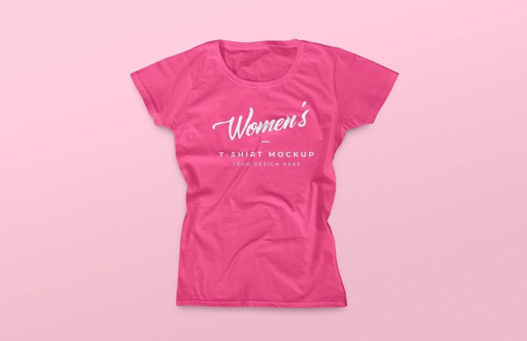 Women T-Shirt Mockup with Convertible Fabric Design