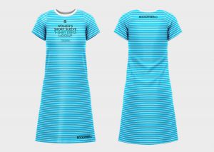 Front and 3/4 View of 3 Women’s T-Shirt Dress Mockups