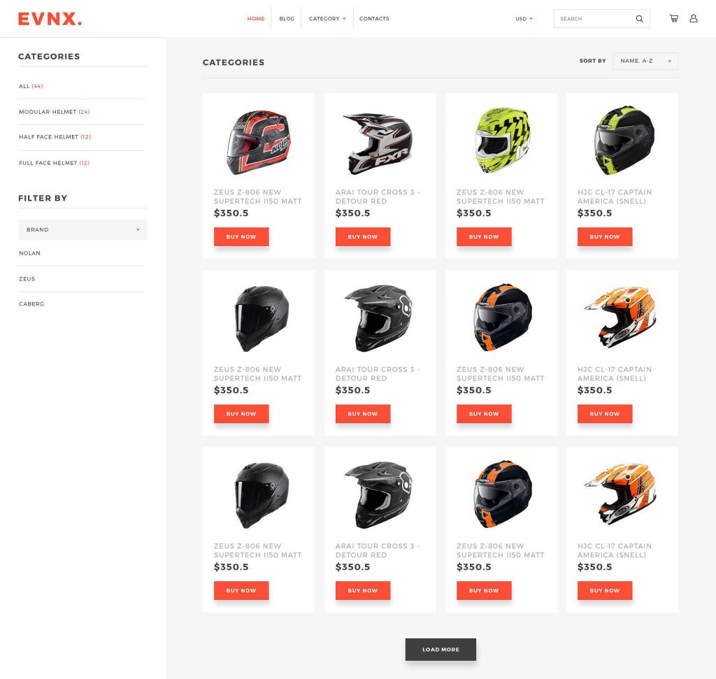 eCommerce Website Product Grid Page Design