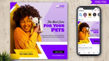 The Best Car for Your Pets, Dog and Cat care serive Social Media Post Design PSD Template