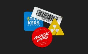 Free 4 Glued Sticker Mockups - Photoshop File