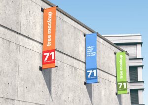 Free Advertising Wall Hanging Banner Mockup