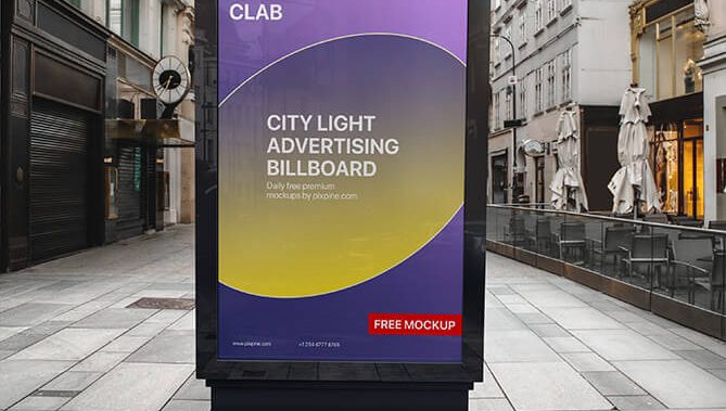 Free Urban Street Vertical Billboard Mockup PSD - Free PsFiles