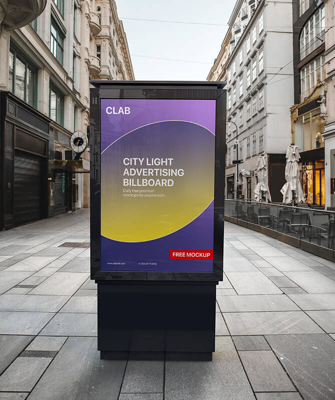 Free City Light Advertising Billboard Mockup