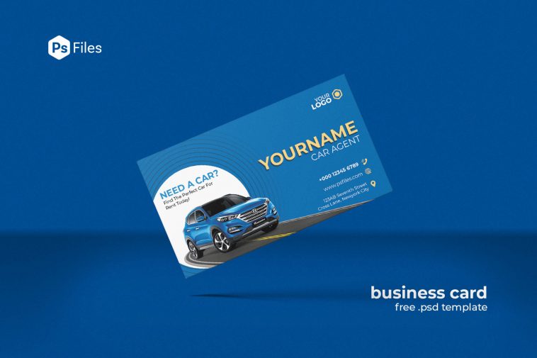 BLue Color theme creative Taxi Car Agent Business Card Design PSD Template Free Download