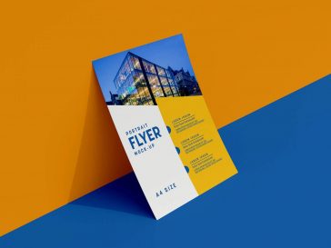 Free Leaning Against Wall Flyer Mockup PSD