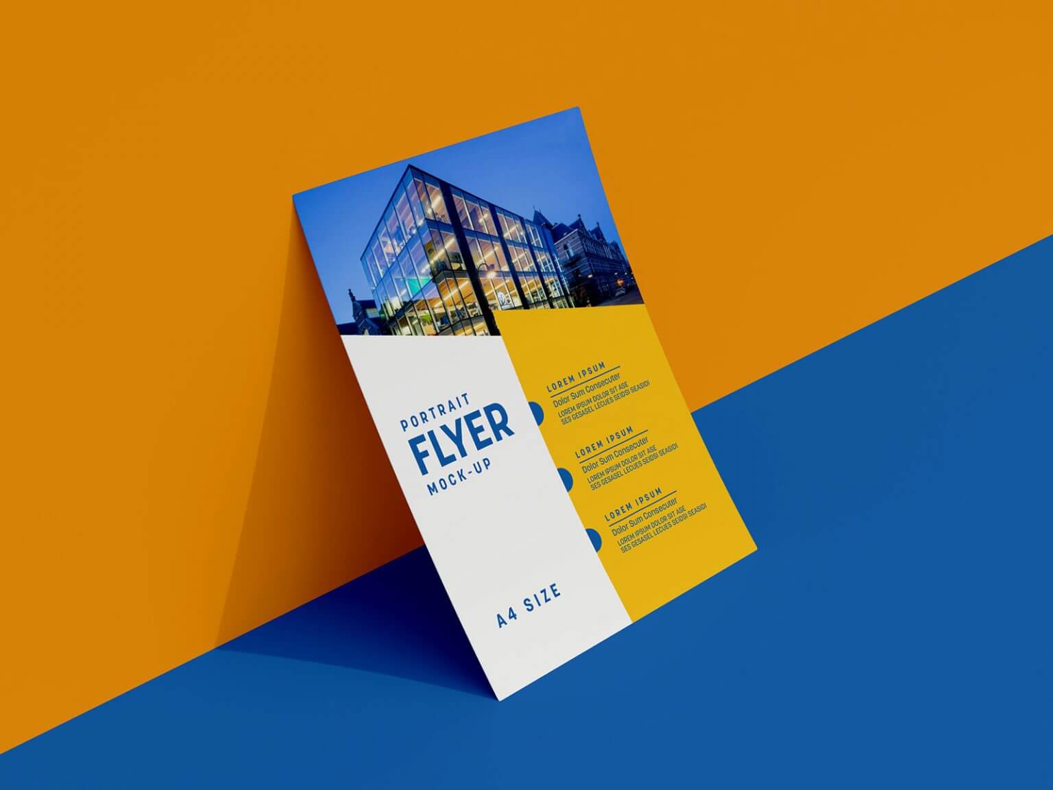 Free A4 Flyer Mockup PSD Leaning Against Wall PsFiles