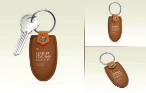 Free Leather Keychain Mockups PSD set