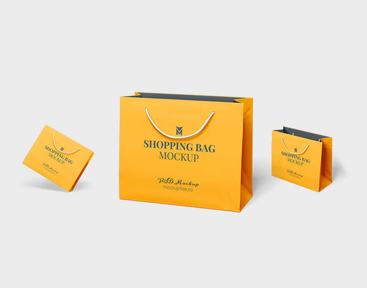 Free Paper Brand Shopping Bag Mockup PSD Set