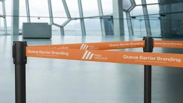 Free Queue Barrier Branding Mockup
