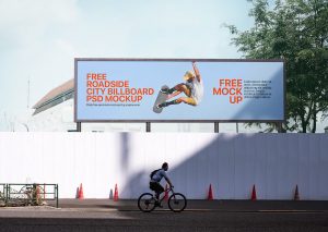 Free Roadside City Billboard PSD Mockup