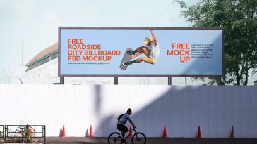 Free Roadside City Billboard PSD Mockup