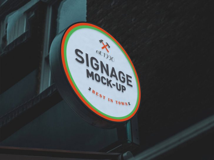 Free Round Signboard Mockup PSD - PsFiles