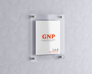 Free Wall Mounted Glass Name Plate Mockup