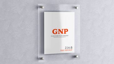 Free Wall Mounted Glass Name Plate Mockup