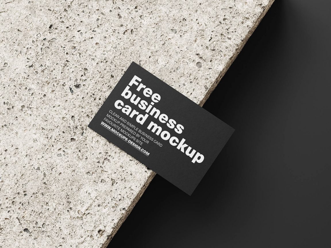 Free Single Business Card Mockup PSD set On A Concrete Brick - PsFiles