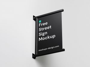 Wall Mounted Rectangle Sign Mockup