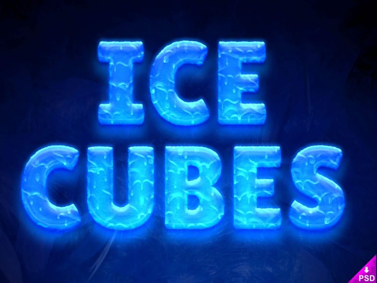 Ice Cubes Text Style Freebie PSD