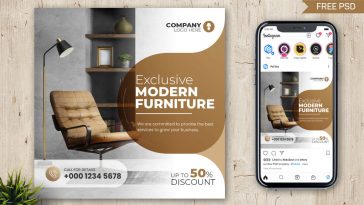 PsFiles Exclusive Modern Furniture Special Sale Free Instagram Post Design PSD Template