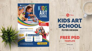 Colorful Kids Art School Admission Open Flyer PSD Template Free