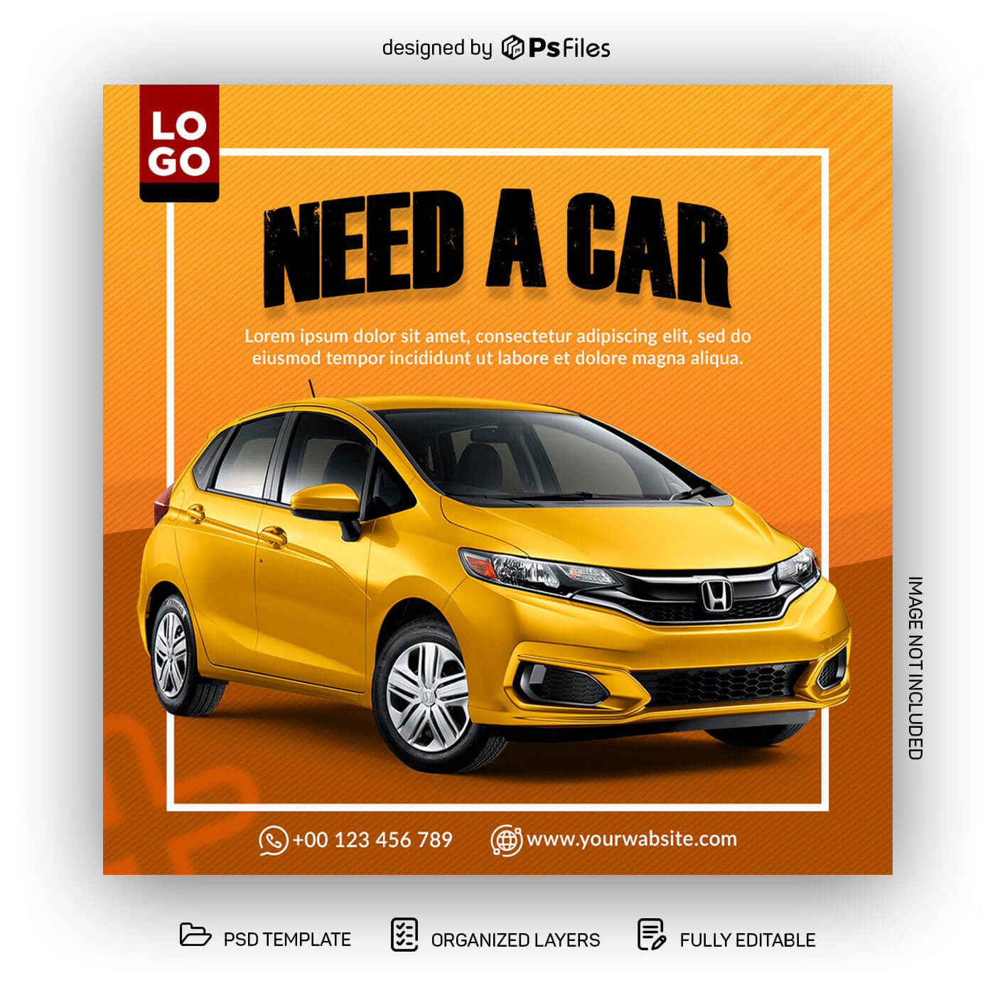Yellow Color Car Cab and Taxi Need car Free Indtagram Post Design PSD Template PsFiles