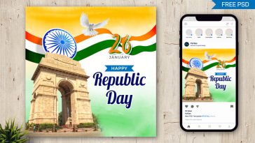 Happy Indian Republic Day Instagram Post Template PSD Free Download